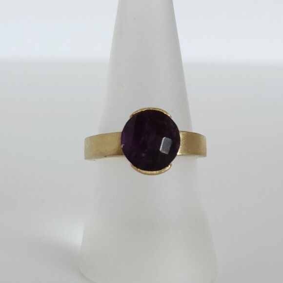 Amethyst Deep Purple Ring 14K YG over Sterling Silver Size 7 - Picture 3 of 9